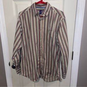T. Harris London mens button down shirt vertical stripes multicolor Large